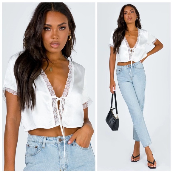 Princess Polly Tops - PRINCESS POLLY || Vintage Tie Up Top